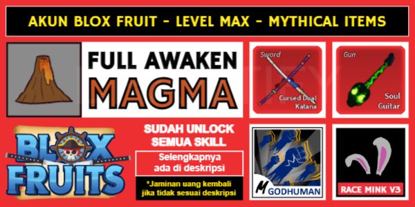 Akun Blox Fruit Lv (MAX) [AWAKEN MAGMA] Belum diverifikasi