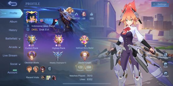 Akun sultan 2 skin legend,collector,aspirant,35 epic,kof,skin hero,zodiack dan skin mewah lainya