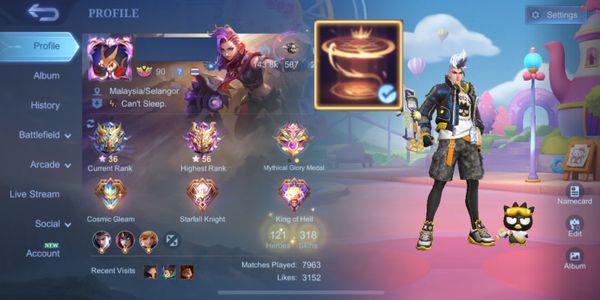 Akun sultan 3 skin legend,3 collector,30 epic,sanrio,zodiac dan skin mewah lainya