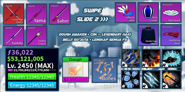 Blox Fruit | Dough Awakening + CDK + LEGENDARY Haki + GODHUMAN + $50,000,000+ (MAX LEVEL)