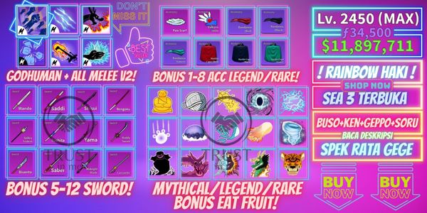 Akun Blox Fruit MAX - Godhuman | God human