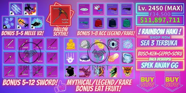 Akun Blox Fruit - MAX | Hallow Scythe | GGWP