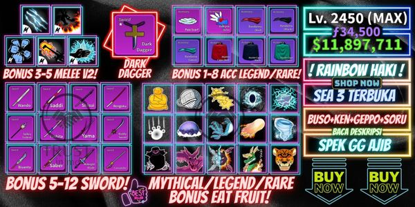 Akun Blox Fruit - MAX | Dark Dagger | Langka