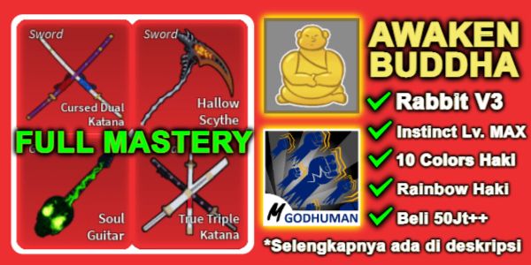 Akun Blox Fruit Lv (MAX) [AWAKEN HUMAN BUDDHA] Belum diverifikasi
