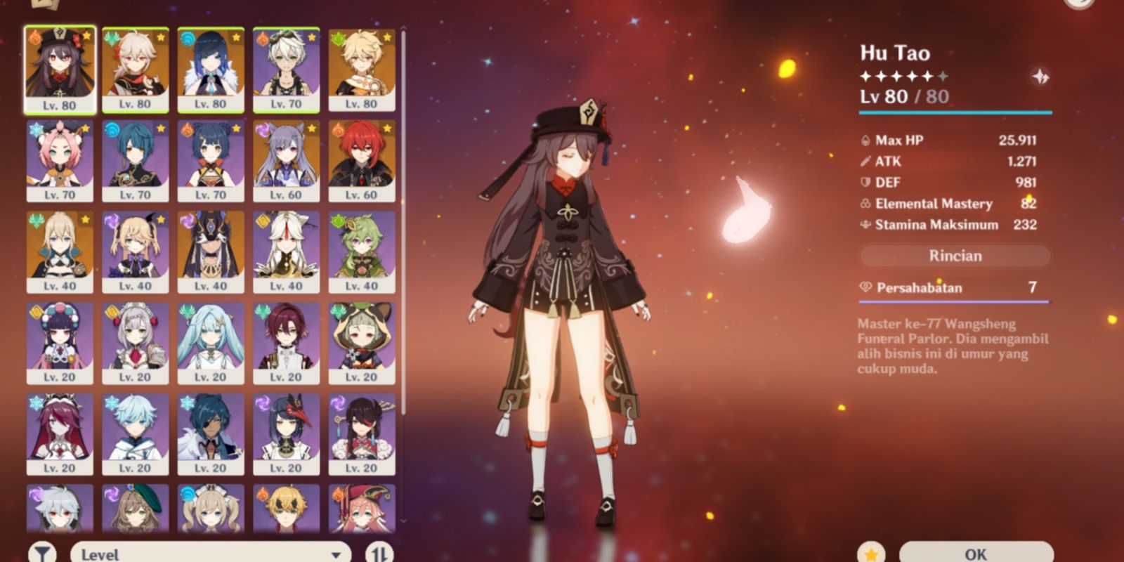 Beli Akun Hutao, kazuha, yelan cyno, keqing, jean, diluc AR51 ASIA