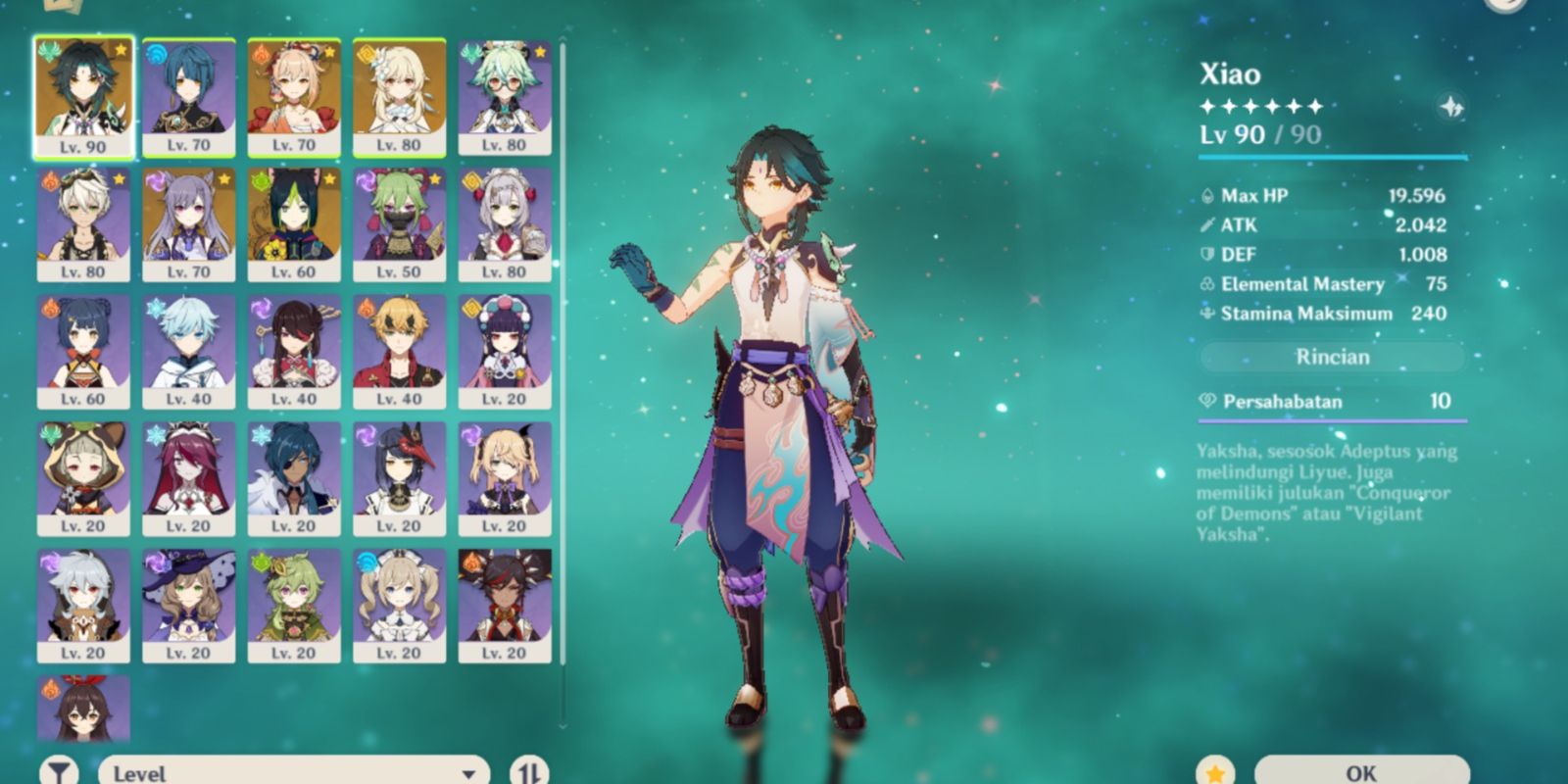 Beli Akun Xiao, yoimiya, tighnari, keqing + 2 WEAPON B5 AR50 ASIA