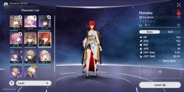 ASIA [Android/iOS/PC] 2 Karakter *5 Himeko, Welt | 8*4 March 7th, Dan heng, Arlan, Asta | FEMALE MC | TRAILBAZE LV 10 S17