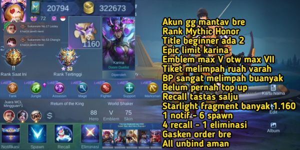 akun gg mantav bre - limit karina - recall tastas salju - tiket & bp melimpah varah - all unbind aman