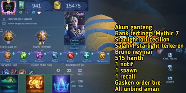 97. akun ganteng - starlight keren cecilion - bruno neymar - 515 harith - all unbind aman