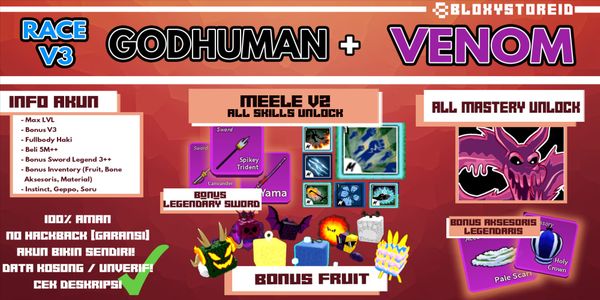 Akun Blox Fruit {VENOM+ GODHUMAN} [Level MAX] (Unverified)