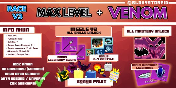 Akun Blox Fruit {VENOM} [Level MAX] (Unverified)