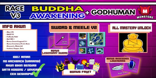 Blox Fruit Account {AWAKEN BUDDHA + GODHUMAN} [Level MAX ] (Unverified)