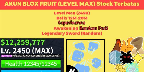 Akun Blox Fruits Awakening Random Fruit (Data Polos) (Level Max 2450)