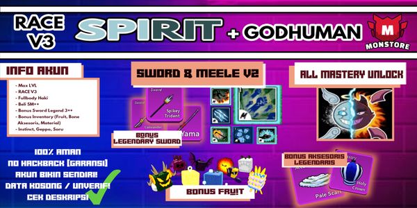 Blox Fruit Account {SPIRIT + GODHUMAN} [Level MAX] (Unverified)