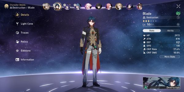 Account Honkai Star Rail Blade E1 + LC Blade + Yanqing E1 + LC Welt