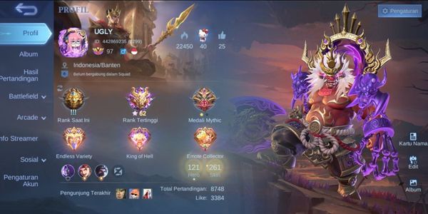 Akun ML Sultan Skin Legend Franco Recall Tas Tas dan Skin Mewah Limited Lainya