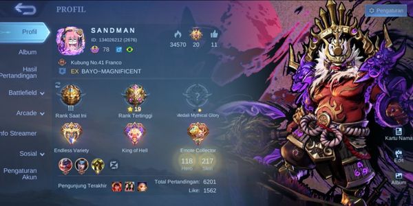 Akun Sultan GG Skin Legend Franco