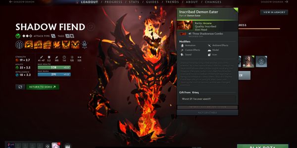 Inscribed Demon Eater Arcana Shadow Fiend Dota 2