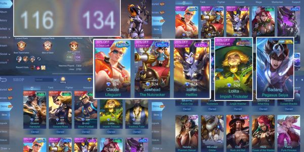 AKUN ML SULTAN, EPIC IRITHEL, BADANG SAINT SAIYA, SPECIAL CLAUDE, HANZO, LOLITA, EFEK RECALL SALJU, EMBLEM MAX NO MINUS