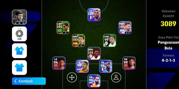 akun efootball siap main ber manager booster Gerrard ada epic Xavi, epic Denilson dan koin emas efootball android 1020