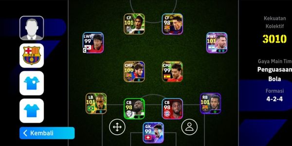 akun efootball siap main berisi bigtime Sergi Roberto barca, epic old Xabi Alonso, epic Roberto Carlos