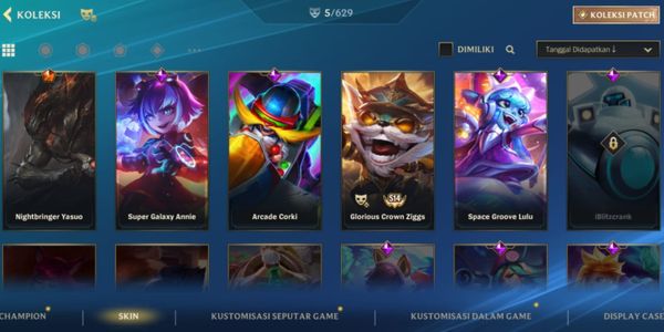 Nightbringer Yasuo, Arcade Corki, Space Groove Lulu, Super Galaxy Annie, Glorious Crown Ziggs. Lv 18, silver 2
