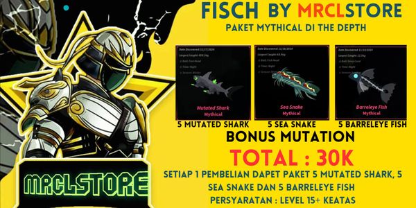 FISCH RBL | PAKET 5 MUTATED SHARK, 5 SEA SNAKE, 5 BARRELEYE FISH