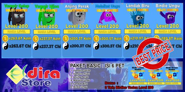 Old Pet Pack BASIC VORTEX ELITE Level Max [200] - Ninja Legends