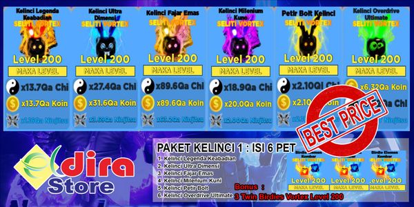 Old Pets Bunny VORTEX ELITE Pack Level Max [200] - Ninja Legends