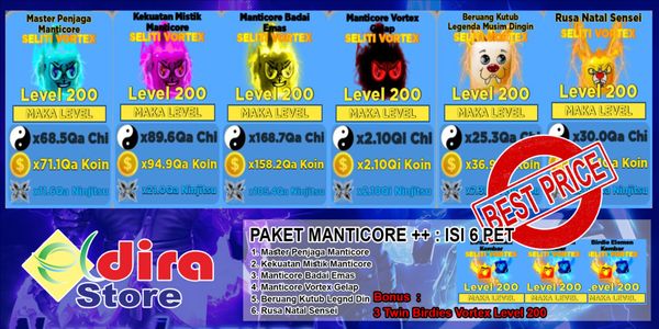 Old Pets Manticore++ VORTEX ELITE Package Max Level [200] - Ninja Legends