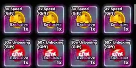 3X SPEED GAMEPASS OR 50X UNBOX GAMEPASS (FREE TO CHOOSE)
