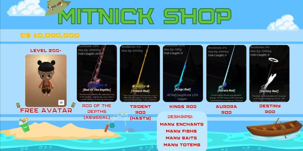 Beli Akun Akun Fisch lvl 200+ | (ABYSSAL) ROD OF THE DEPTHS + (HASTY ...
