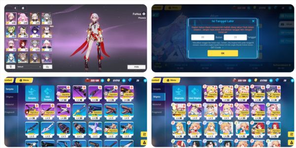 Characters Elysia, Fuhua, Muratahimeko, her bro, good weapons"