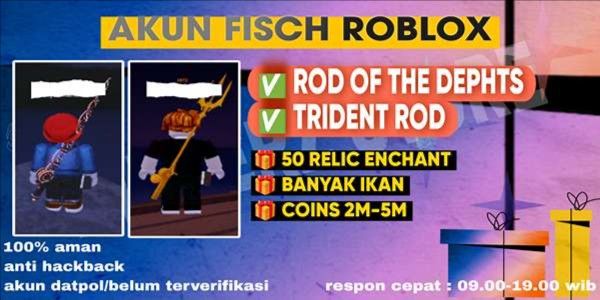 FISCH ACCOUNT [ROD OF THE DEPHTS] [TRIDENT ROD] LVL 100 + COINS 2M-3M