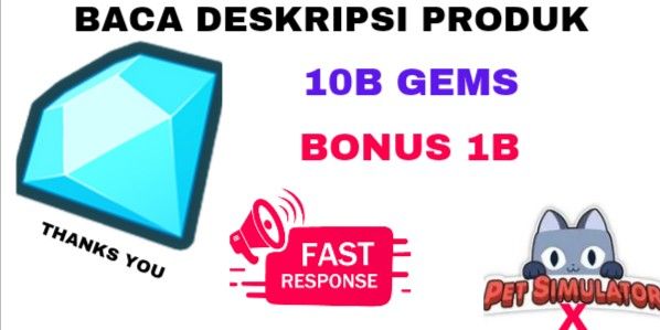 Pet Simulator X - 10 Milliards De Gems ! Livraison Rapide, Sans Bot, F2P