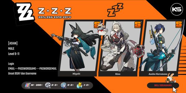 [Asian] Starter Miyabi, Rina, Harumasa| MC Wise [Male] Adventure Rank 9-11 Zenless Zone Zero