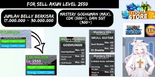 AKUN LEVEL 2550+ | BELLY 17 JUTA ~ 30 JUTA (17.000.000 ~ 30.000.000) | V3 Rabbit | CDK 500+ | SGT 300+ | GODHUMAN MAX