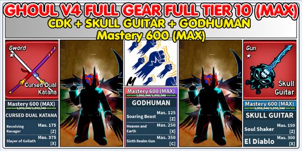 GHOUL V4 FULL GEAR FULL TIER 10 (MAX) + CDK SOUL GUITAR GODHUMAN Full Mastery 600 (MAX)