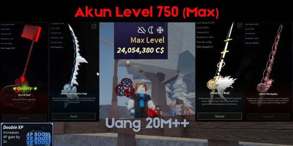 Akun Fisch Lvl 750 Max (ROTD, ROTFF, No Life Rod, Heaven Rod, DLL)