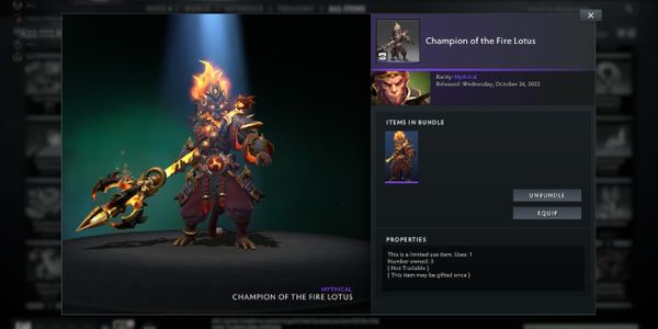 Champion of fire lotus diretide cache 2022