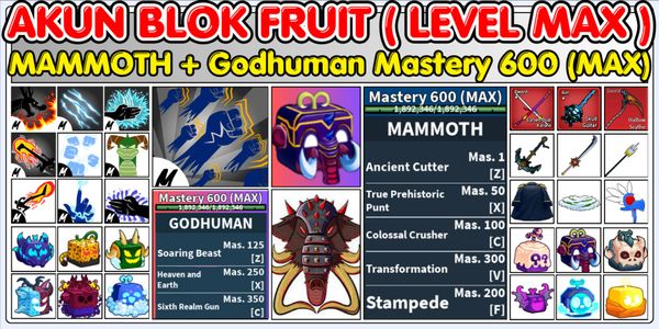 MAMMOTH Mastery 600 (MAX) + GODHUMAN Mastery 600 (MAX)