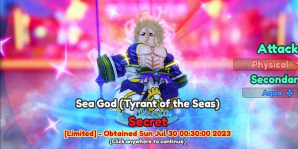 Sea God (Tyrant of the Seas) /  Poseidon Evo Good Stats | Unit Secret Limited Anime Adventures-AA