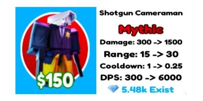(Mythic) Shotgun Cameraman - Toilet Tower Defense