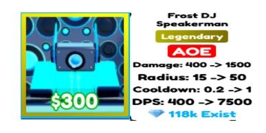 (Legendary) Frost DJ Speakerman - Toilet Tower Defense