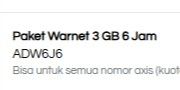 Paket Warnet (3 GB 6 Jam)
