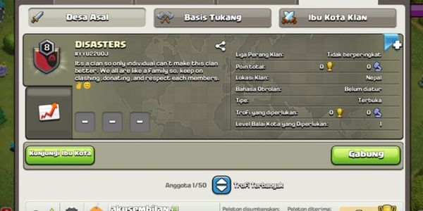 Clan Level 8 nick keren murah meriah