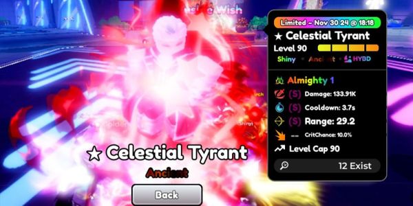 Shiny Almighty Celestial Tyrant SSS Max tree lb | Anime Defenders