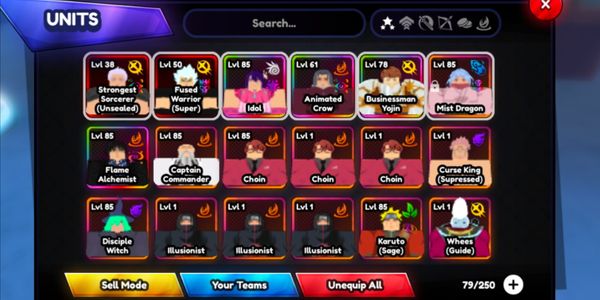 Akun GG anime last stand ; Gojo Final evo with Avatar trait, Fused Warior with Overlord trait