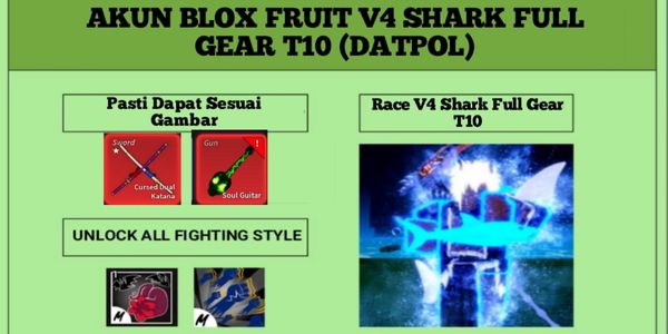 Blox Account Fruit Race Awakening V4 Shark FULLGEAR T10 - Sanguine Art + Godhuman - CDK | Blox Fruit