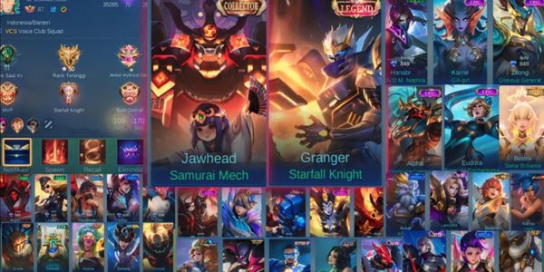 mobile legend account, LEGEND GRANGER, COLLECTOR JAWHEAD, LIMITED ALPHA, EUDORA, check complete image